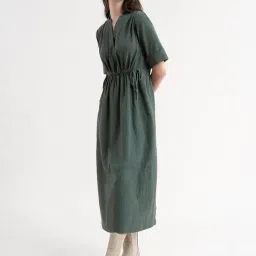 FableStreet Olive Regular Fit Midi Dress image 3