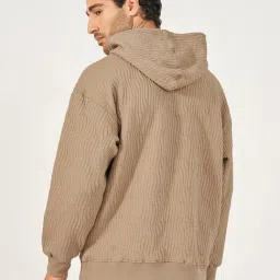 Styli Beige Relaxed Fit Self Pattern Hooded Sweatshirt image 2