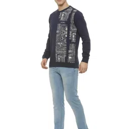 Allen Solly Navy Full Sleeves Printed Sweatshirt image 3