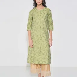 Rangmanch By Pantaloons Green Regular Fit Printed Kurta-image-37