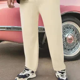 Bewakoof Beige Blended Relaxed Fit Solid Plus Size Joggers-image-44