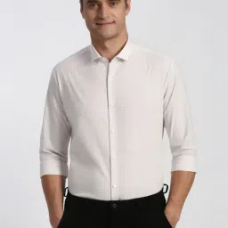 Peter England White Slim Fit Striped Shirt-picture-18