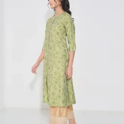 Rangmanch By Pantaloons Green Regular Fit Printed Kurta image 3