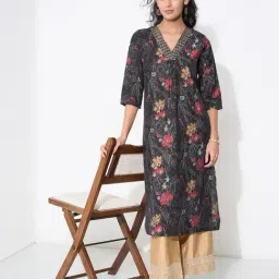 Rangmanch By Pantaloons Black Regular Fit Printed Kurta image 4