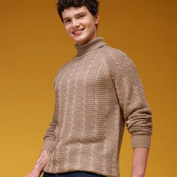 HERE&NOW Acrylic Turtle Neck Cable Knit Long Sleeves Sweaters-picture-18