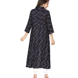 Aarika Kids Navy & White Checks Kurta with Leggings image 2