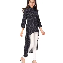 Aarika Kids Navy & White Checks Kurta with Leggings image 3