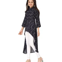Aarika Kids Navy & White Checks Kurta with Leggings image 4