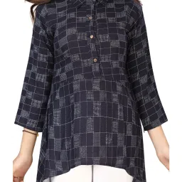Aarika Kids Navy & White Checks Kurta with Leggings image 5