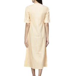 gerua by libas Libas Yellow & White Cotton Striped A-Line Dress image 2