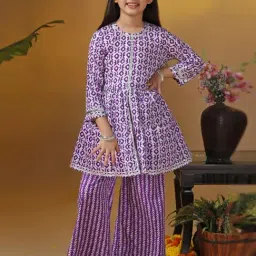 Fashion Dream Girls Purple Printed Kurta and Palazzo-image-65