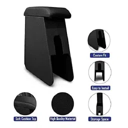 SCA SureStriv Heavy Quality Car Center Console/Handrest/Armrest Custom fit Wooden and Rexene for Ford Figo Old Model Black image 3