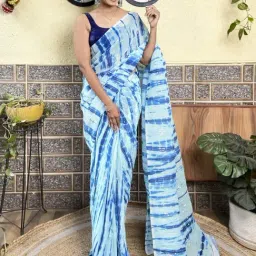 Saree Mall Blue Embellished Saree With Unstitched Blouse-picture-17