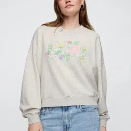 GAP Grey Blended Embroidered Long Sleeves Sweatshirt-picture-22