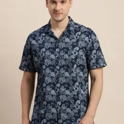 Turtle Blue Cotton Regular Fit Printed Shirt-picture-25