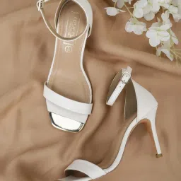 Truffle Collection Women's White Ankle Strap Stilettos image 1