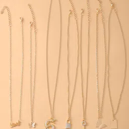 Shining Diva Fashion Set Of 7 Gold Plated Butterfly Stones Studded Necklace With Chains image 4