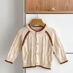 LULU & SKY Girls Cable Knit Round Neck Long Sleeves Cardigan-picture-32