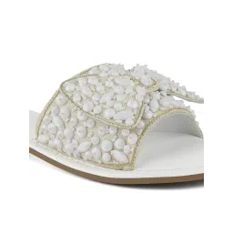 Rag & Co Big Bow Beaded Flats White image 4