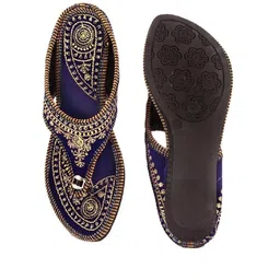 shree ol Rajasthani Jaipuri Work Ethnic Womens Girls Ladies Slipper Blue image 5