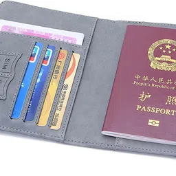 mg mart Genuine Leather Passport Holder, Travel Wallet with 8 Slots for Debit/Credit Card, 1 Passport Slot, 1 Transparent ID Window and 1 Coin Pocket image 2