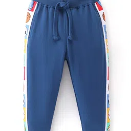Babyhug Cotton Looper Knit Full Length Lounge Pant Football & Baseball Printed - Navy Blue-picture-23