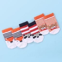 Cute Walk by Babyhug Cotton Knit Anti Bacterial Ankle Length Bear Design Socks Pack of 3 - Multicolour-picture-10