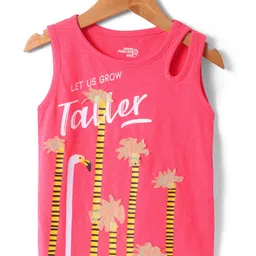 Under Fourteen Only Cotton Sleeveless Typography Printed Top - Pink-picture-13