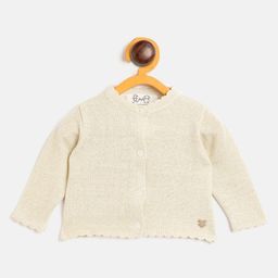 JWAAQ Cotton Knit Full Sleeves Self Designed Sweater - Beige-picture-29