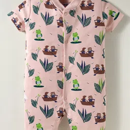 Kidi Wav Half Sleeves Animals Printed Romper - Multi Colour-picture-23