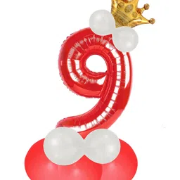 decor mantra Décor Mantra 32 Inch Number Foil Balloon 9 For birthday Decorations Items Kit Set-Red Color-Pack of 14-picture-15