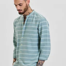 Snitch Men Smart Slim Fit Horizontal Stripes Opaque Striped Casual Shirt-picture-19