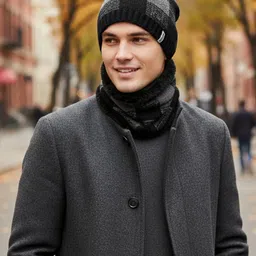 iSWEVEN Unisex Colourblocked Woollen Beanie-picture-32