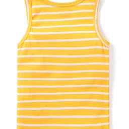 Babyhug 100% Cotton Knit Sleeveless Sando Stripes & Star Print Pack Of 3 - Yellow Blue & Red image 3
