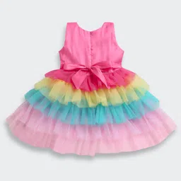 Barbie by Tiny Girl Woven Sleeveless Brand Name Printed Layered Dress - Hot Pink image 3