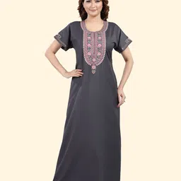 Cloud Soft Women Embroidered Maxi Nightdress-picture-38
