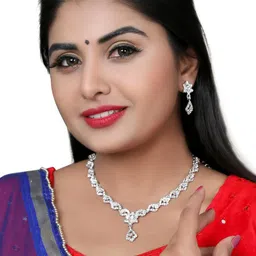 VATSALYA creation Women Silver-Plated Ethnic Crystals Jewellery Set image 1