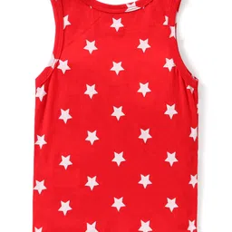 Babyhug 100% Cotton Knit Sleeveless Sando Stripes & Star Print Pack Of 3 - Yellow Blue & Red image 5