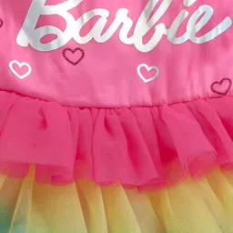 Barbie by Tiny Girl Woven Sleeveless Brand Name Printed Layered Dress - Hot Pink image 5