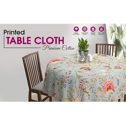 Trance Home Linen Green Cotton 4-Seater Table Cover image 2