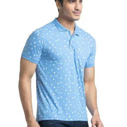 Parx Blue Regular Fit Printed Polo T-Shirt image 4