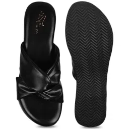 The White Pole Women's Black Cross Strap Wedges image 4