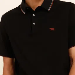 ANDAMEN Black Regular Fit Polo T-Shirt image 4