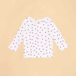 Pantaloons Baby Kids Maroon & White Cotton Printed Full Sleeves Dungaree Set image 4