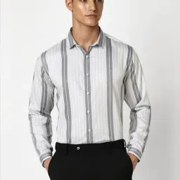 Van Heusen Grey Slim Fit Striped Shirt-picture-12