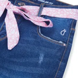 Gini & Jony Girls Navy Distressed Culottes image 4