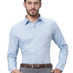 Raymond Blue Cotton Slim Fit Self Pattern Shirt-picture-30