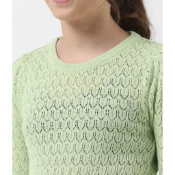 VERO MODA GIRL Green Self Design Top image 4
