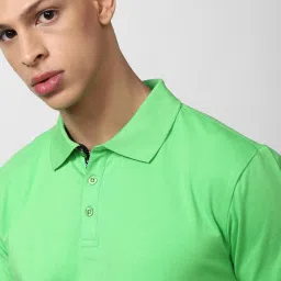 forever 21 Forever21 Green Cotton Regular Fit Polo T-Shirt image 4