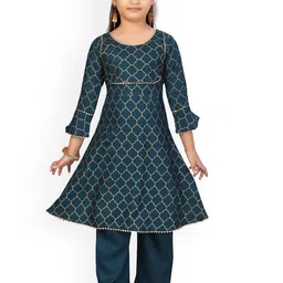 BAESD Girls Printed Regular Gotta Patti Pure Cotton Kurta with Palazzos image 1